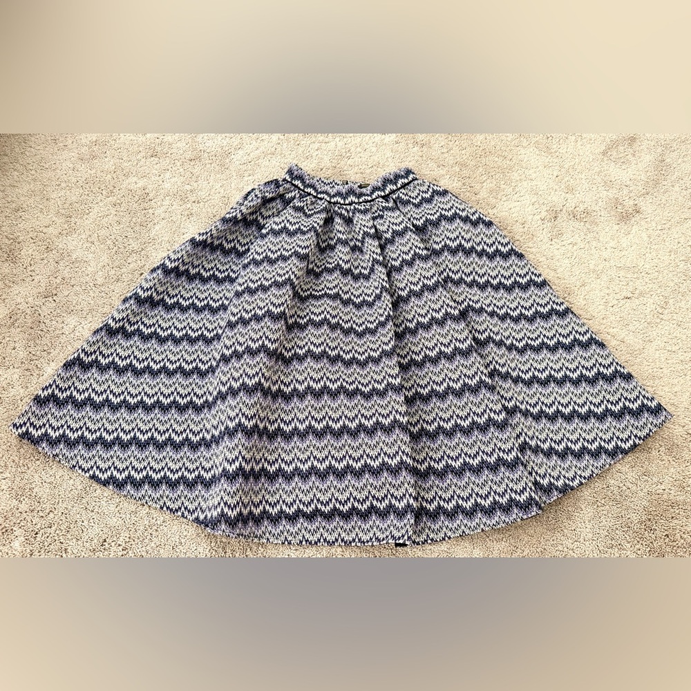 Maje Navy Purple & White Zigzag Print Flared Skirt – Size 2 / T2 – NWT